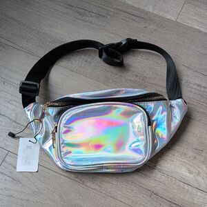 Holographic Fanny Pack with Black Strap